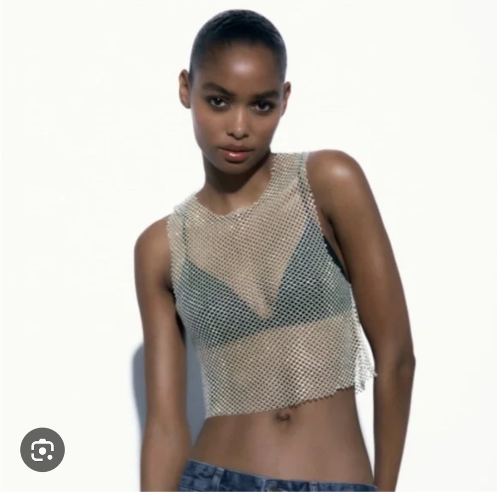 Zara Cream Mesh Tank Top